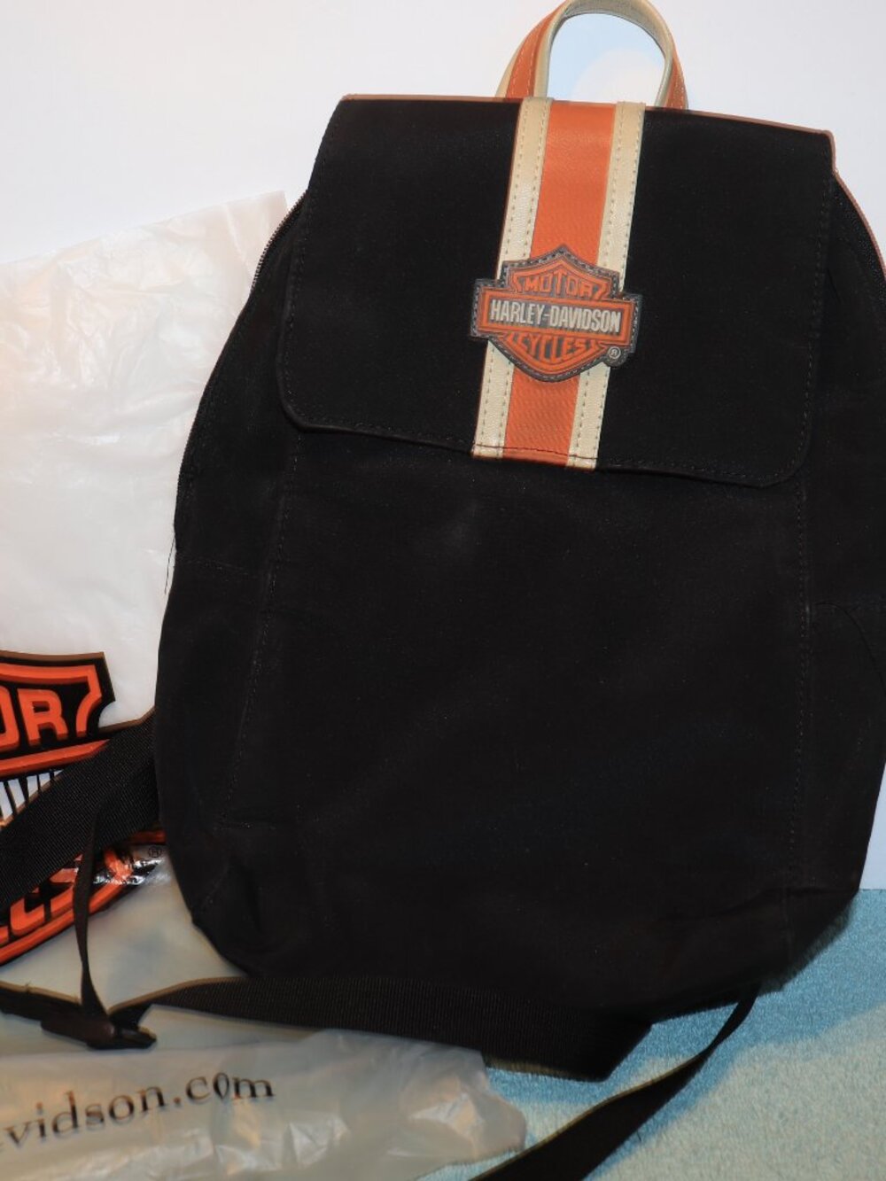 Vtg Harley-Davidson Backpack Y2k Nylon Black Bag Motorcycle Biker Nylon Logo